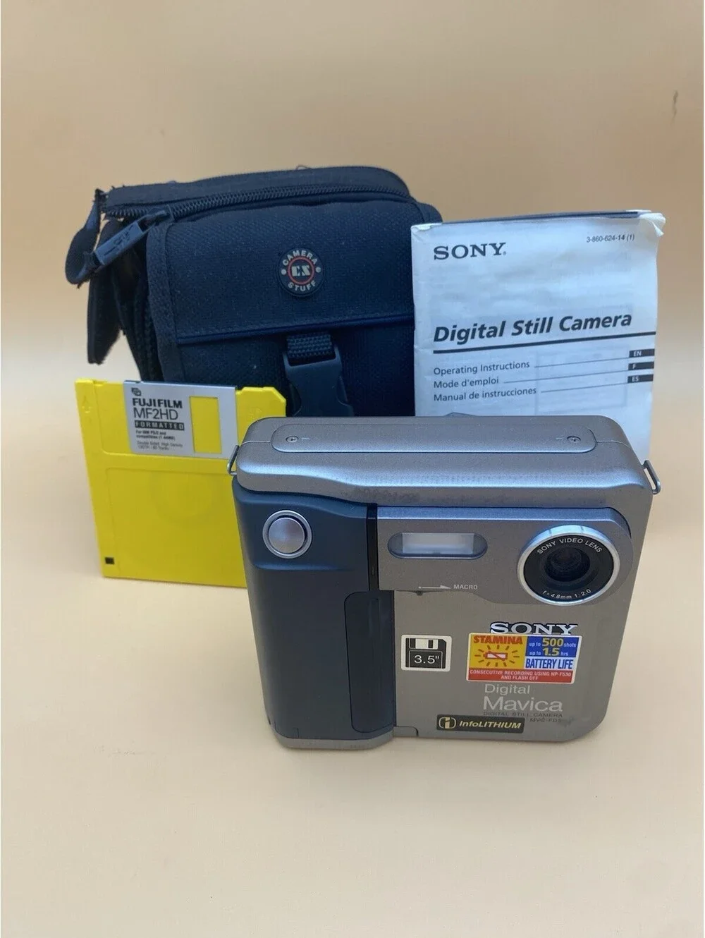 Sony Digital Mavica Silver Still Camera Model #MVCFD5 - Needs Charger - VTG 1997